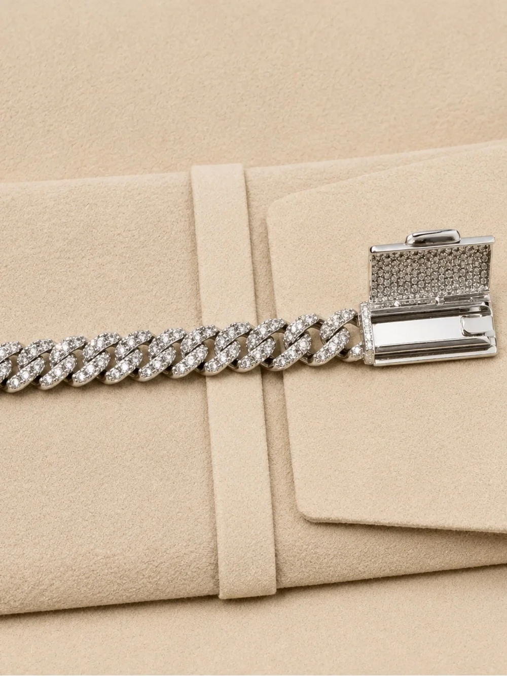 Sterling Silver Moissanite Cuban Link Bracelet 8” Pavé Iced Out S925